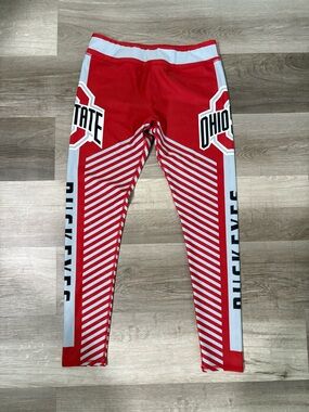 Ohio State Buckeyes Athletic Leggings in bold Red and grey.